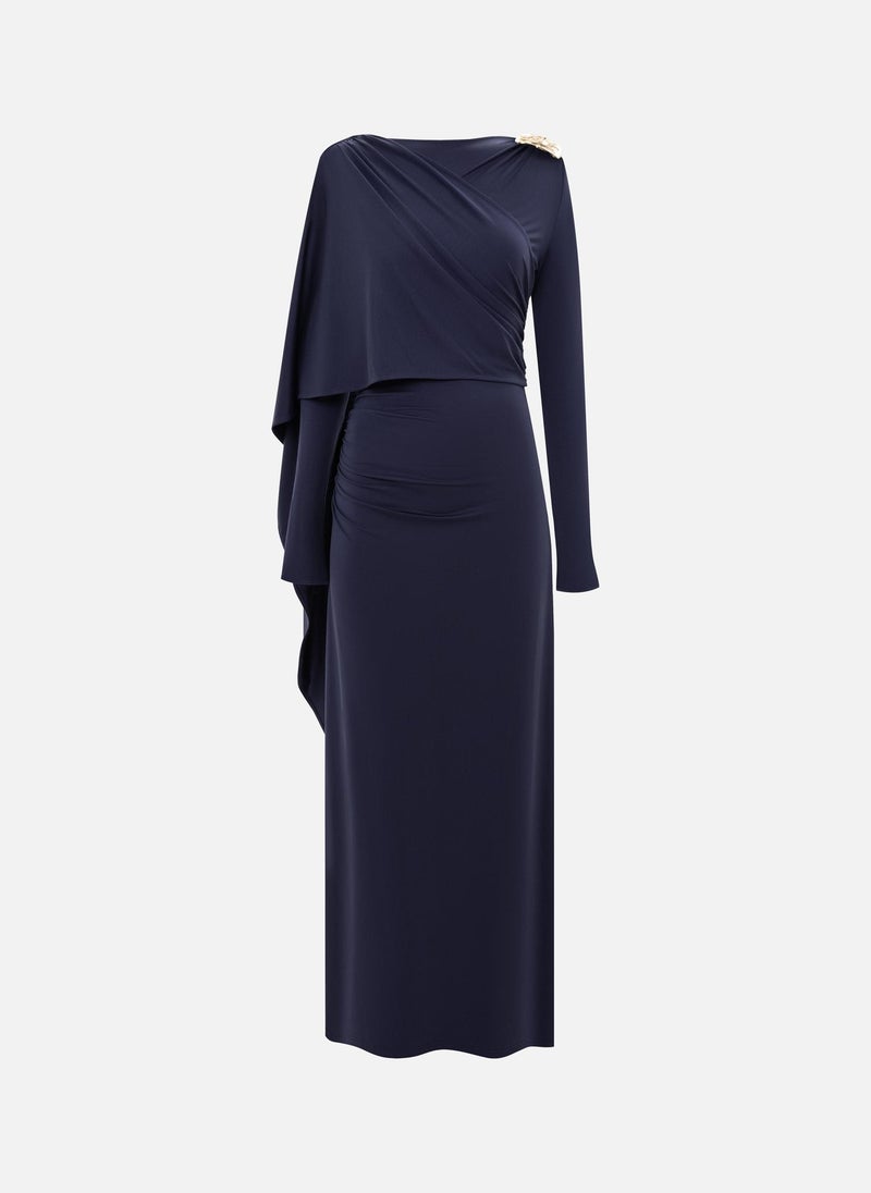 Lichi Jersey maxi dress with one-shoulder cape - Image 2